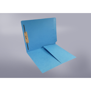 Blue Color File Folders, Full Cut End Tab, Letter Size, 1/2 Pocket Inside Front, Single Fastener (Box of 50)