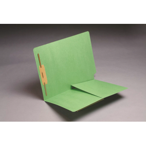 Green Color File Folders, Full Cut End Tab, Letter Size, 1/2 Pocket Inside Front, Single Fastener (Box of 50)