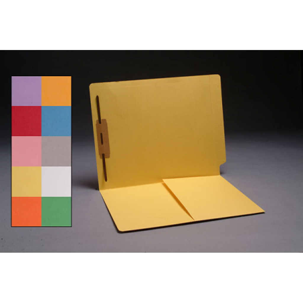 Color File Folders, Full Cut End Tab, Letter Size, 1/2 Pocket Inside Front, Single Fastener (Box