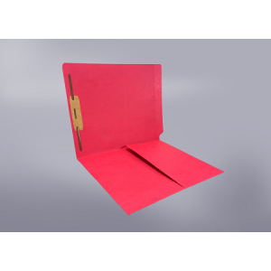 Red Color File Folders, Full Cut End Tab, Letter Size, 1/2 Pocket Inside Front, Single Fastener (Box of 50