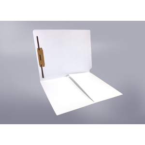 White Color File Folders, Full Cut End Tab, Letter Size, 1/2 Pocket Inside Front, Single Fastener (Box of 50