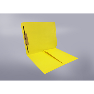 Yellow Color File Folders, Full Cut End Tab, Letter Size, 1/2 Pocket Inside Front, Single Fastener (Box of 50)