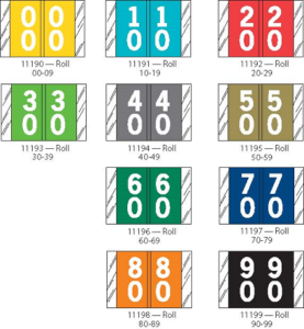 Tabbies 11200 Col R Tab Numeric Labels Qty 500